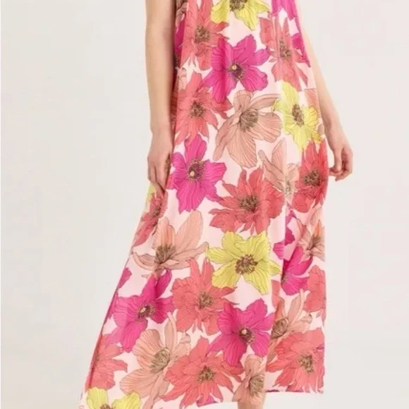 Floral Maxi Dress in Pink and Yellow - Picture 3 of 7